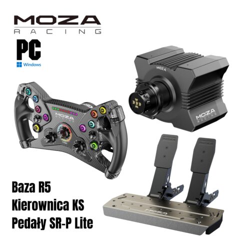 Zestaw Moza R5 + KS Wheel Bundle (Baza R5, Kierownica RS047, Pedały SR-P Lite)