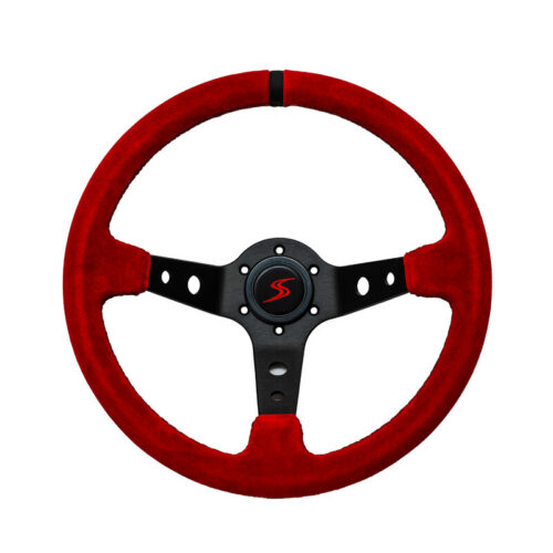 Kierownica DriftShop czerwona zamsz 35cm / 90mm DS-90-RED